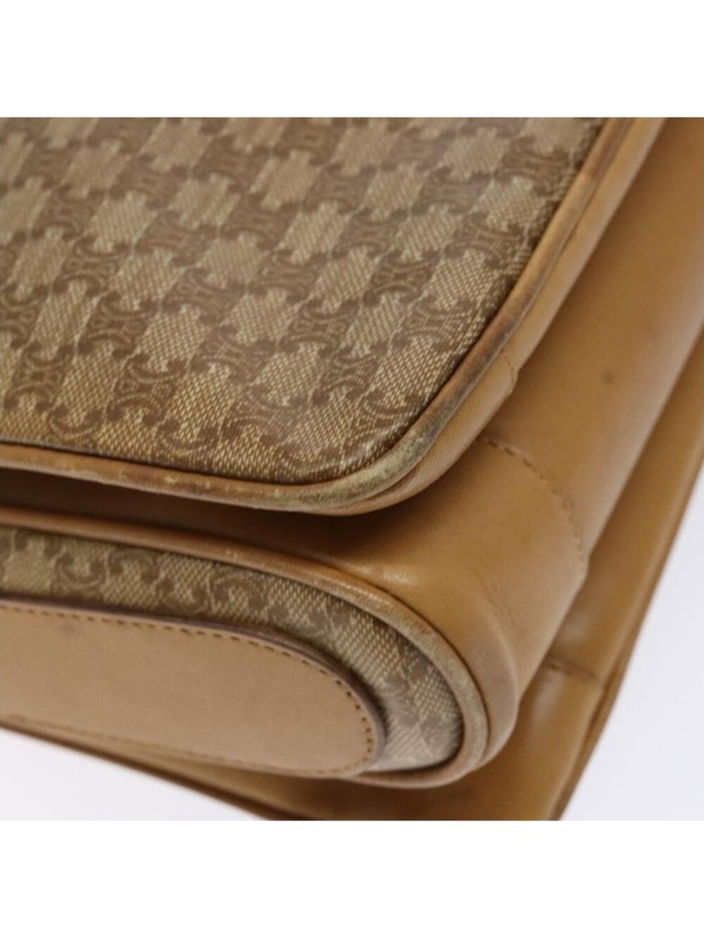 Authentic CELINE Macadam Canvas Shoulder Bag Beige Gold - Picture 3 of 16